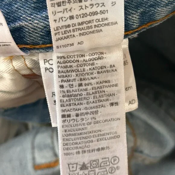 LEVI'S 501 93' straight Jeans Original Button Fly 36X30 light wash distressed - Picture 6 of 8